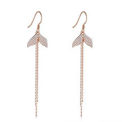 Women's Silver Plated Fishtail Chain Tassel Drop Earrings