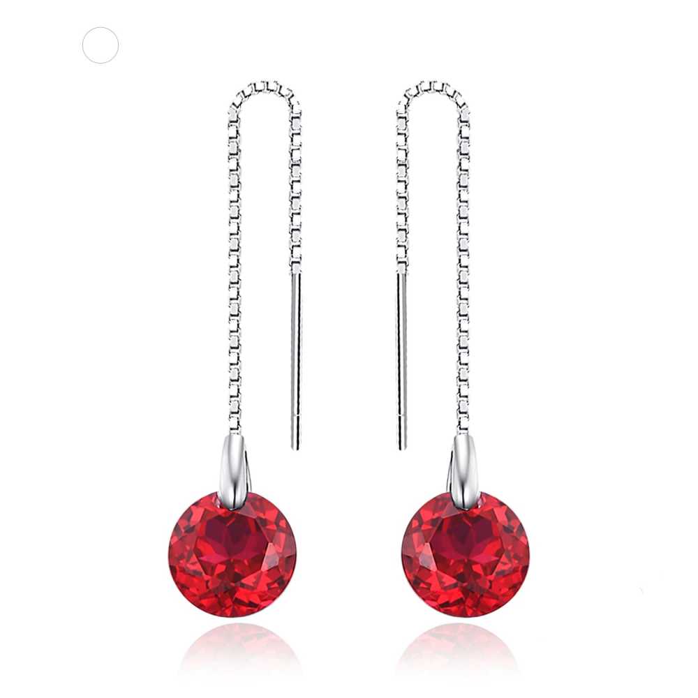 Women's Silver Plated Ruby Threader Drop Earrings
