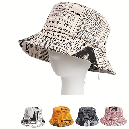 Fisherman Hat Newspaper Pattern Basin Hat Spring And Summer Sun Hat