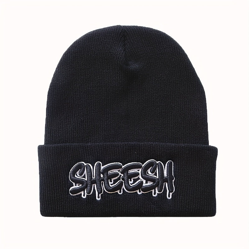 SHEESH Embroidery Cold Hat Warm Knitted Wool Hat For Men And Women