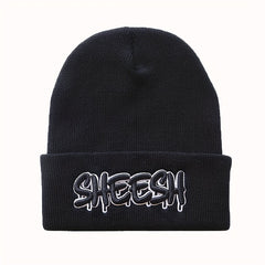 SHEESH Embroidery Cold Hat Warm Knitted Wool Hat For Men And Women
