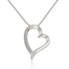 Women's Zirconia Heart Shaped Silver Plated Pendant Necklace
