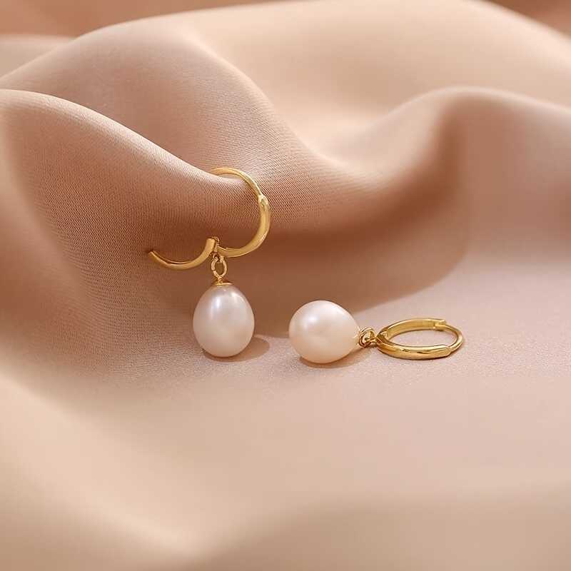 Luxurious Pearl Drop Earrings, Silver Dangle Jewelry for Women.