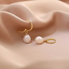 Luxurious Pearl Drop Earrings, Silver Dangle Jewelry for Women.