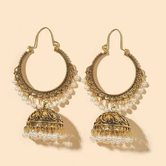 Women's Gold Plated Faux Pearl Tassel Drop Dangle Earring