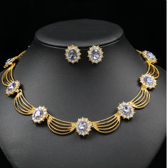 Elegant Gold Plated Crystal Jewelry Set For Weddings and Parties