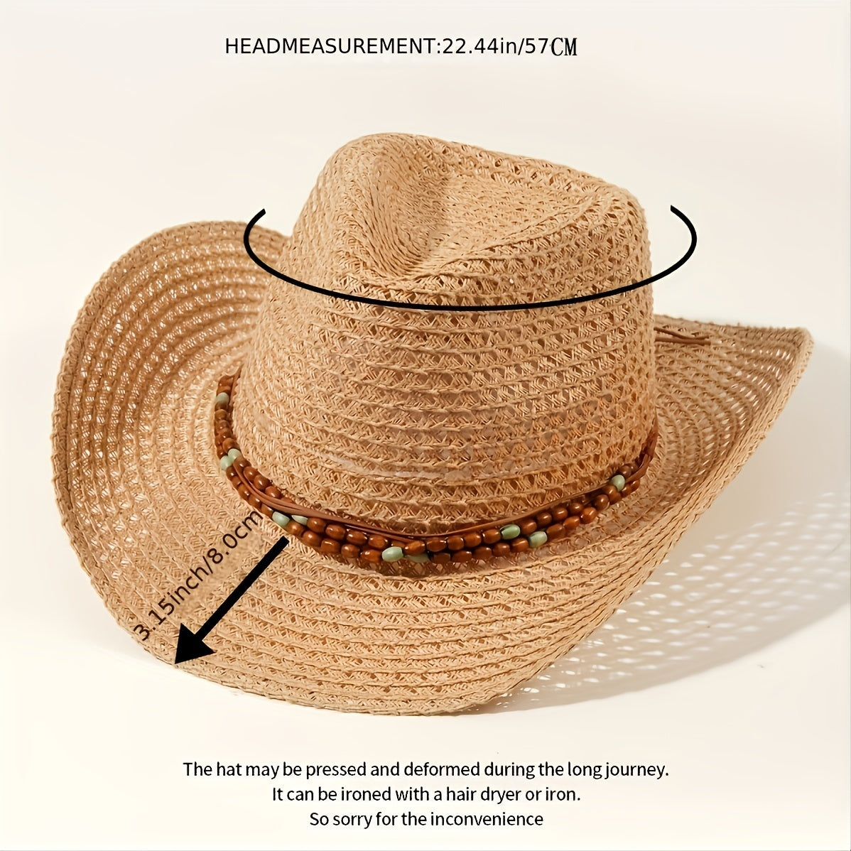 Men's Outdoor Straw Cowboy Hat Sun Protection