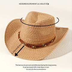 Men's Outdoor Straw Cowboy Hat Sun Protection