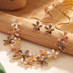 Chic French Vintage Inspired Enamel Floral Jewelry Set for Women