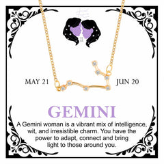 Women's Gold Plated Cubic Zirconia Zodiac Pendant Necklace With Message Card