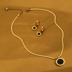 Vintage Roman Numeral Charm Necklace and Earrings Set 18K Gold Plated