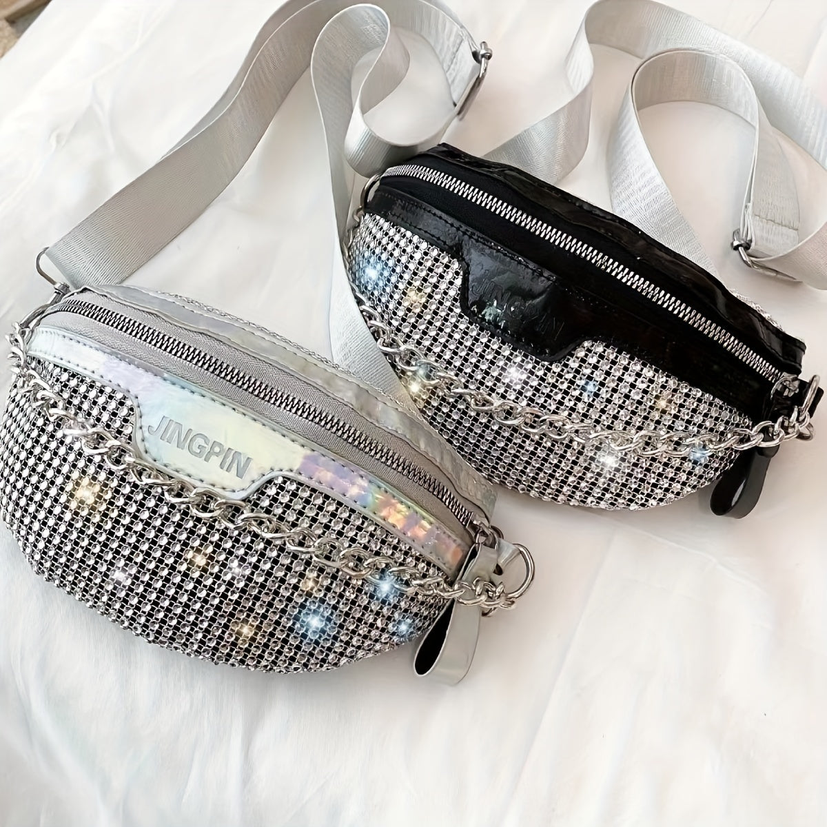 Rhinestone Chest Bag Glitter Crossbody Holographic Waist Purse