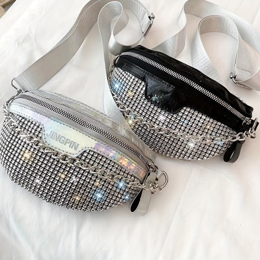 Rhinestone Chest Bag Glitter Crossbody Holographic Waist Purse