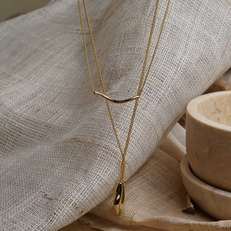 Women's Gold Plated With Wave And Waterdrop Necklace