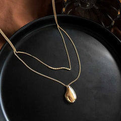 Women's Gold Plated With Wave And Waterdrop Necklace