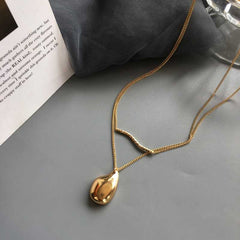 Women's Gold Plated With Wave And Waterdrop Necklace