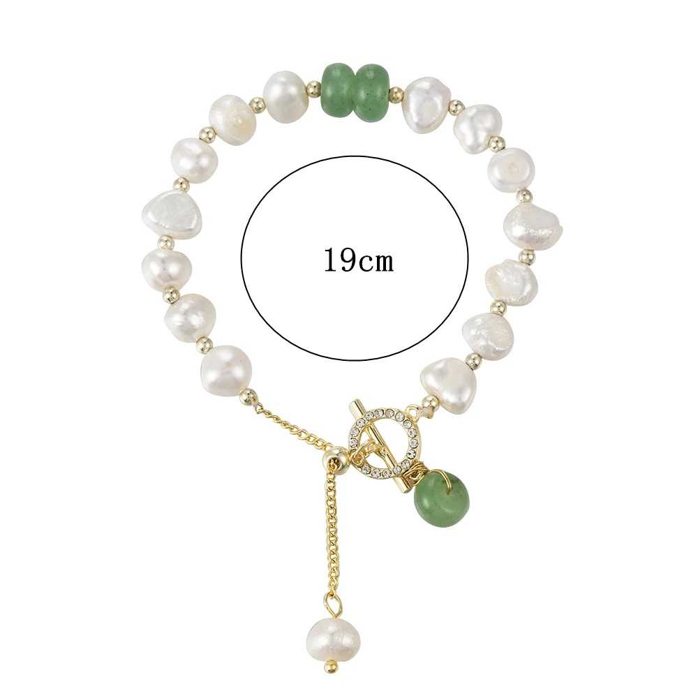 Women's Stainless Steel Natural Stone Pearl Pendant Bracelet