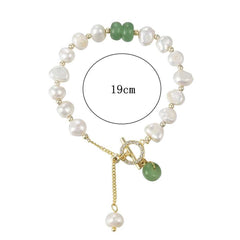 Women's Stainless Steel Natural Stone Pearl Pendant Bracelet