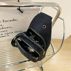 Heart Embroidery Nylon Chest Bag Sling Bag With Zipper
