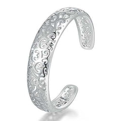 Women's Silver Plated Trellis Design Open Style Bracelet