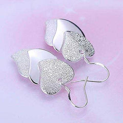 Women's Silver Plated Triple Heart Hook Dangle Earrings