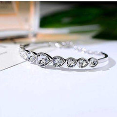 Women's Silver Plated Heart Bracelet With Lobster Claw Closure