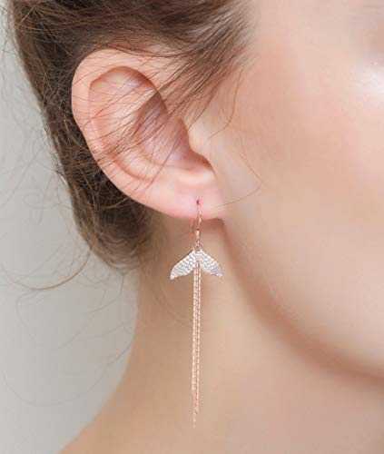 Women's Silver Plated Fishtail Chain Tassel Drop Earrings