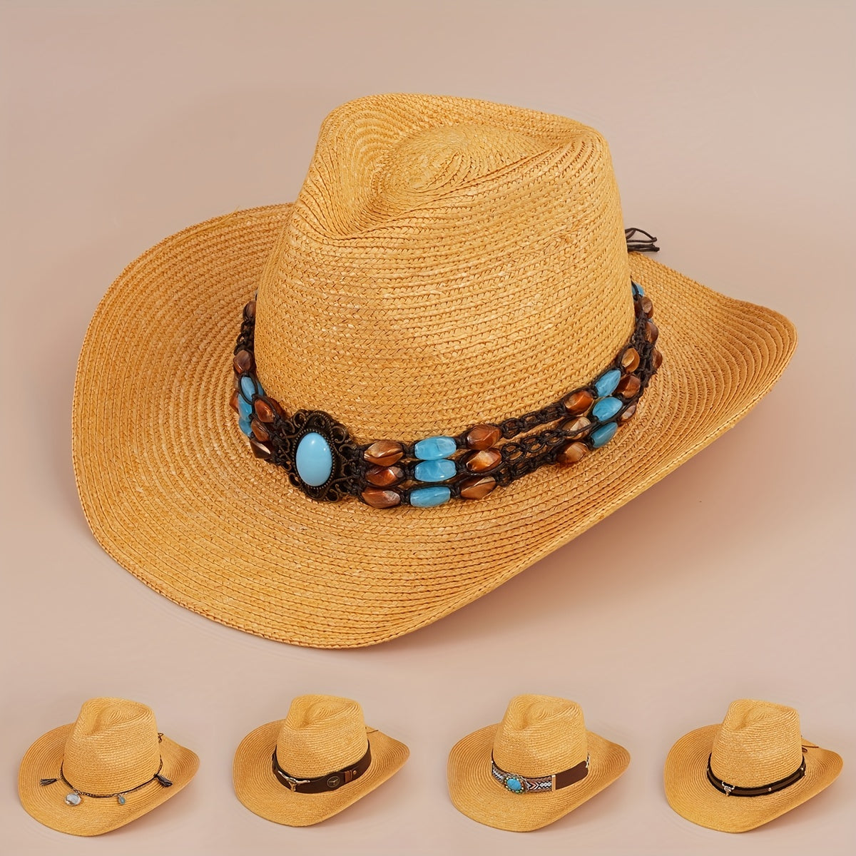 Cowboy Straw Hat Summer Sun Protection Jazz Large Brim Beach Hat