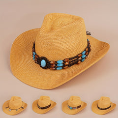 Cowboy Straw Hat Summer Sun Protection Jazz Large Brim Beach Hat