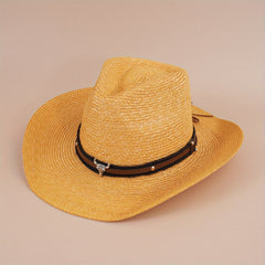 Cowboy Straw Hat Summer Sun Protection Jazz Large Brim Beach Hat