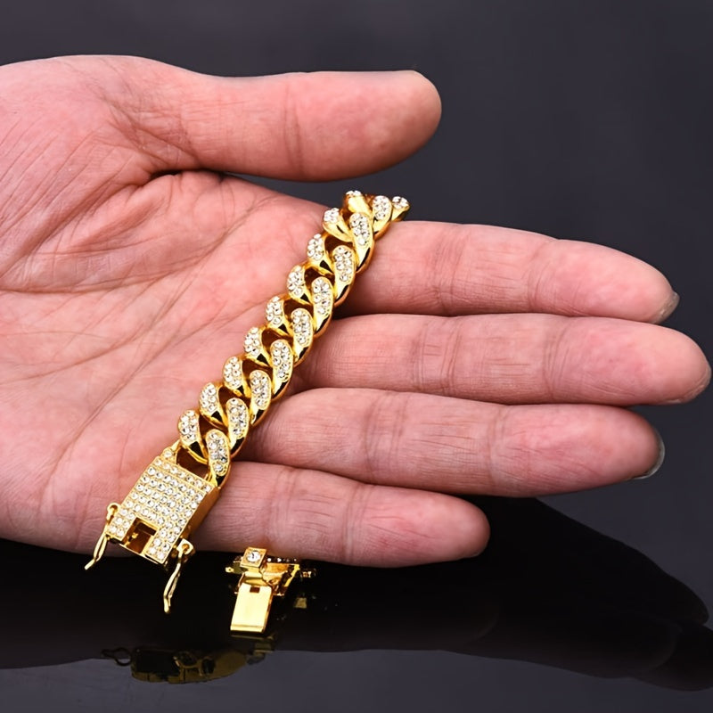 Unisex Silver And Gold Plated Zirconia Elegant Chain Bracelets