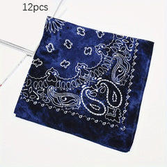 12pcs Tie Dye Double Cashew Flower Square Towel Multifunctional Headscarf