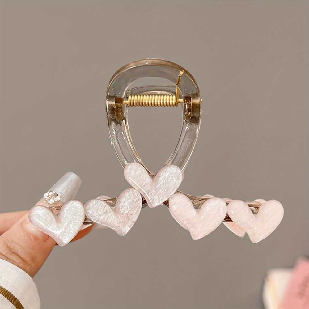 Trendy Love Heart Decorative Hair Claw Clip Large Non Slip for Women