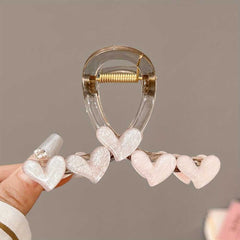 Trendy Love Heart Decorative Hair Claw Clip Large Non Slip for Women