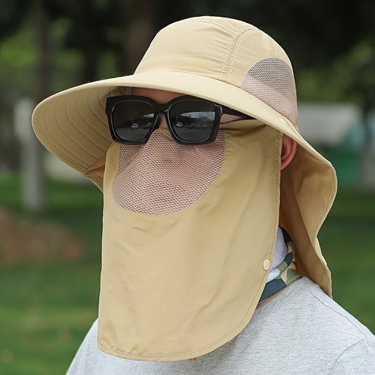Men's Summer Wide Brim Face Covering Cape Hat