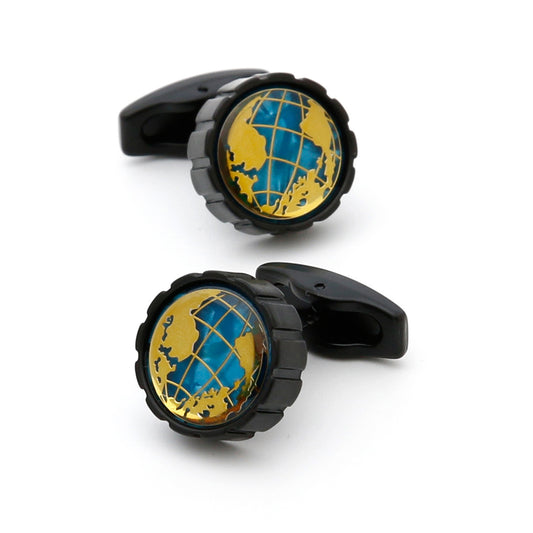 Round Men's Cufflinks Map Design