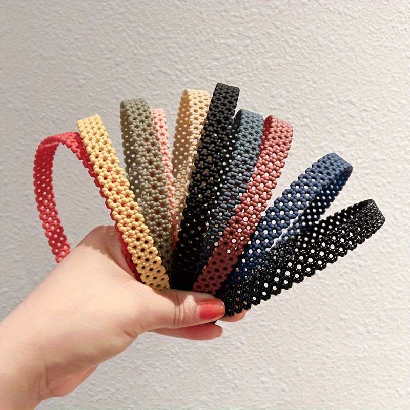 Women's 5 Pcs Colorful Plastic Non Slip Hollow Rubber Hair Band Headband
