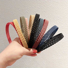 Women's 5 Pcs Colorful Plastic Non Slip Hollow Rubber Hair Band Headband