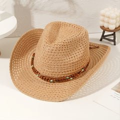 Men's Outdoor Straw Cowboy Hat Sun Protection