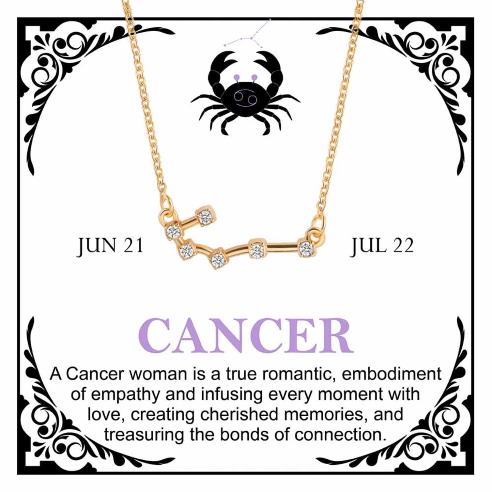 Women's Gold Plated Cubic Zirconia Zodiac Pendant Necklace With Message Card