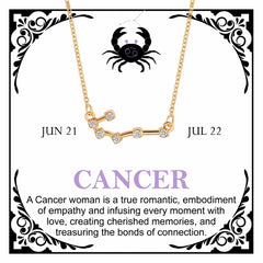 Women's Gold Plated Cubic Zirconia Zodiac Pendant Necklace With Message Card