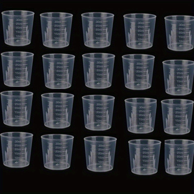 20pcs 30ml Clear Plastic Measuring Cups with Scales for Crafting