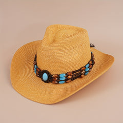 Cowboy Straw Hat Summer Sun Protection Jazz Large Brim Beach Hat