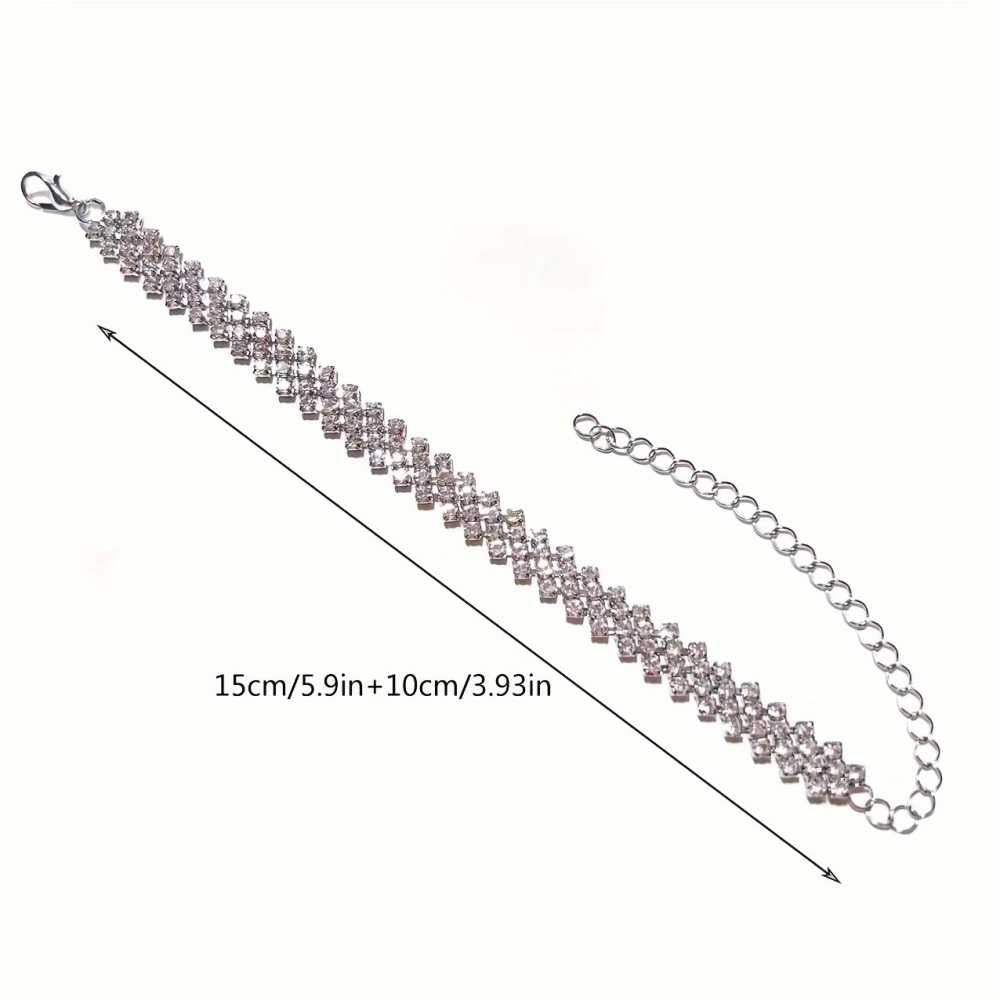 Women's Silver Plated Cross Border Zirconia Paved Anklet