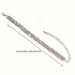 Women's Silver Plated Cross Border Zirconia Paved Anklet