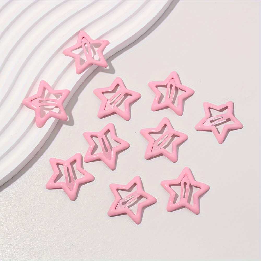10pcs Pink Star Hair Clips for Girls Cute Y2K Metal Snap Barrettes