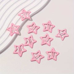 10pcs Pink Star Hair Clips for Girls Cute Y2K Metal Snap Barrettes