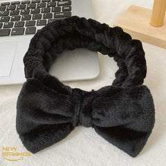 Cute Makeup Headband with Bowknot High Elasticity Coral Fleece Hair Wrap