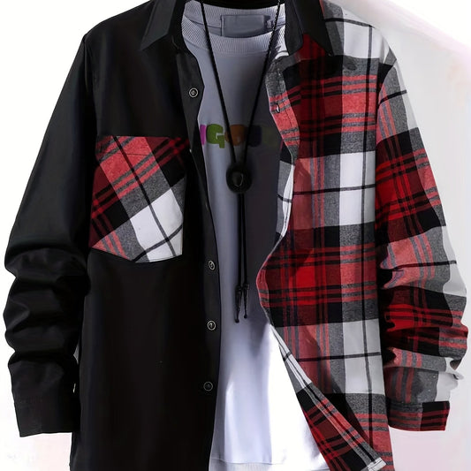Men's Plaid Button Up Shirt with Chest Pocket