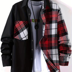 Men's Plaid Button Up Shirt with Chest Pocket